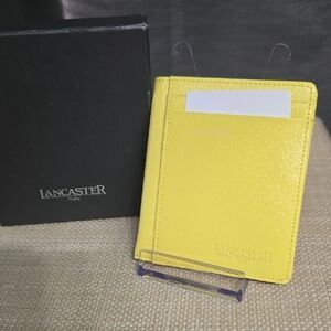 Lancaster Yellow Italian Leather Card Holder